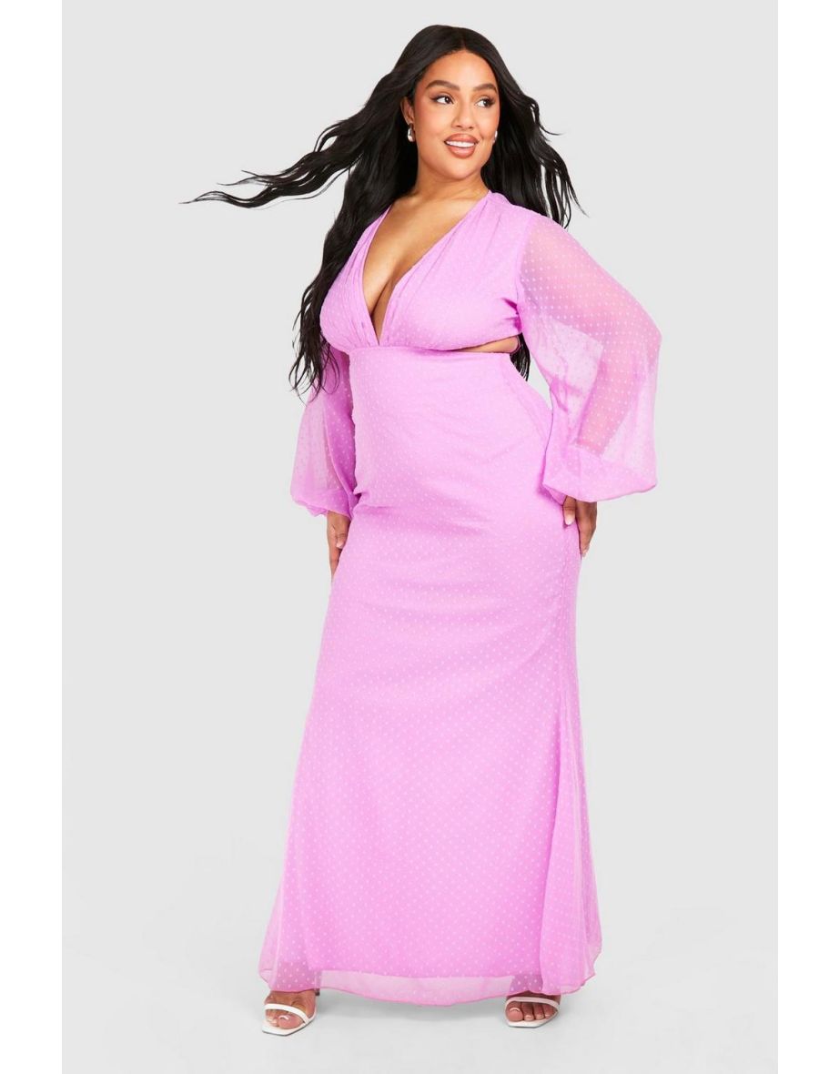 Shop Plus Dobby Mesh Cut Out Maxi Dress purple Online in Bahrain VogaCloset