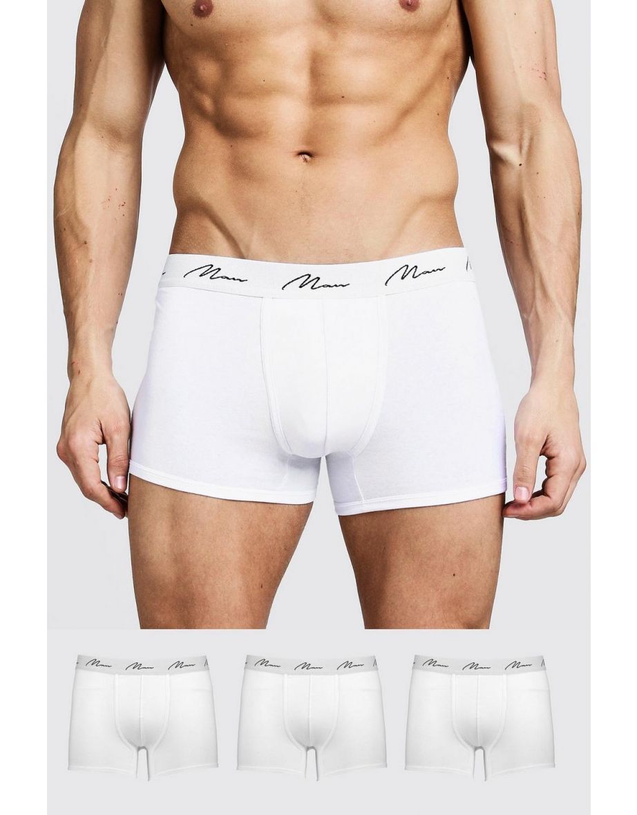 3 Pack MAN Signature Trunks - white