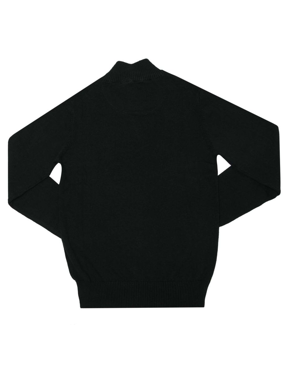 Boy's Luke 1977 Junior Pretender Quarter Zip Knit Jumper in Black - 1