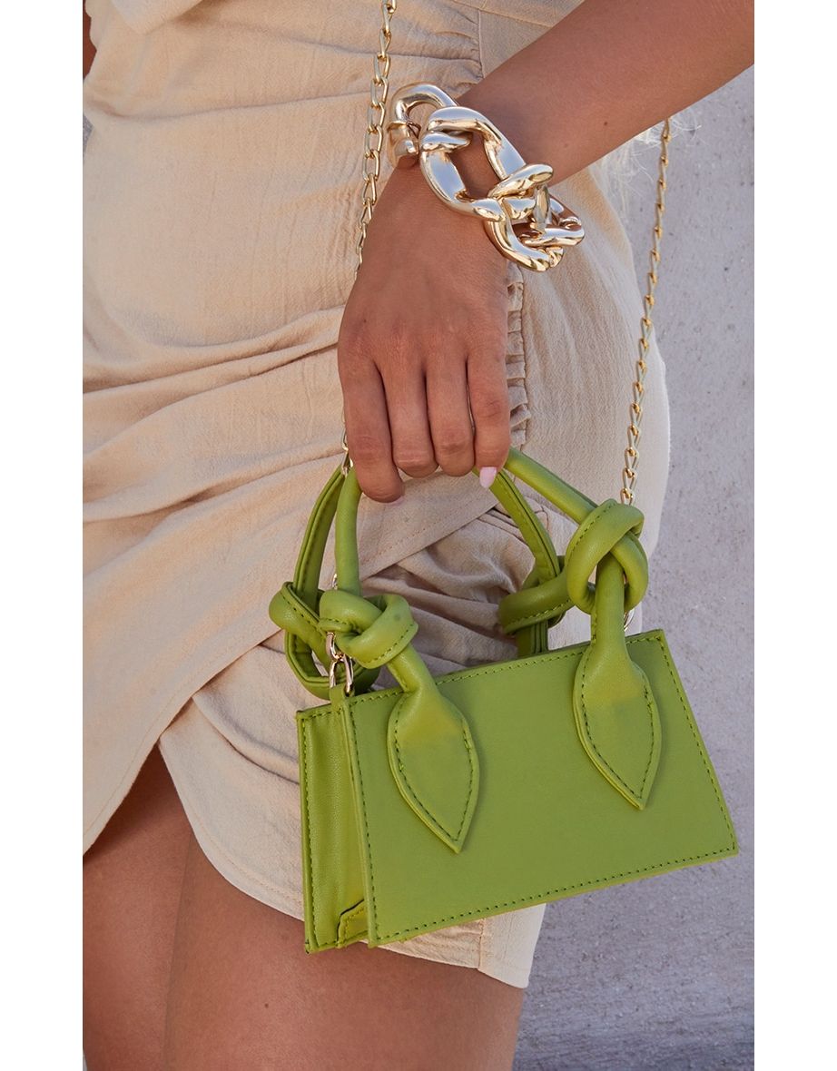 حقيبة صغيرة بمقبض يد جلد صناعي - أخضر