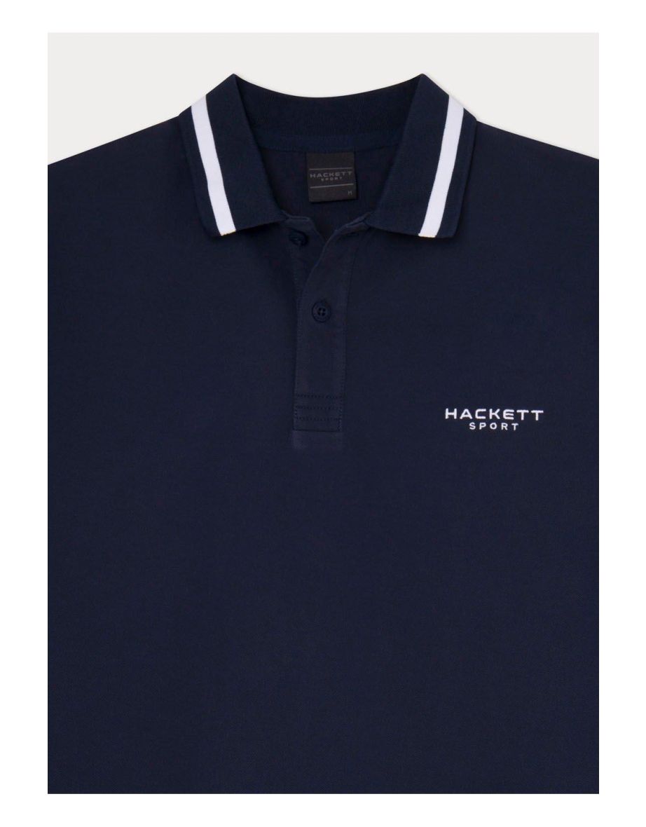Hackett Sport Tipped Short Sleeve Polo Shirt Navy - 2