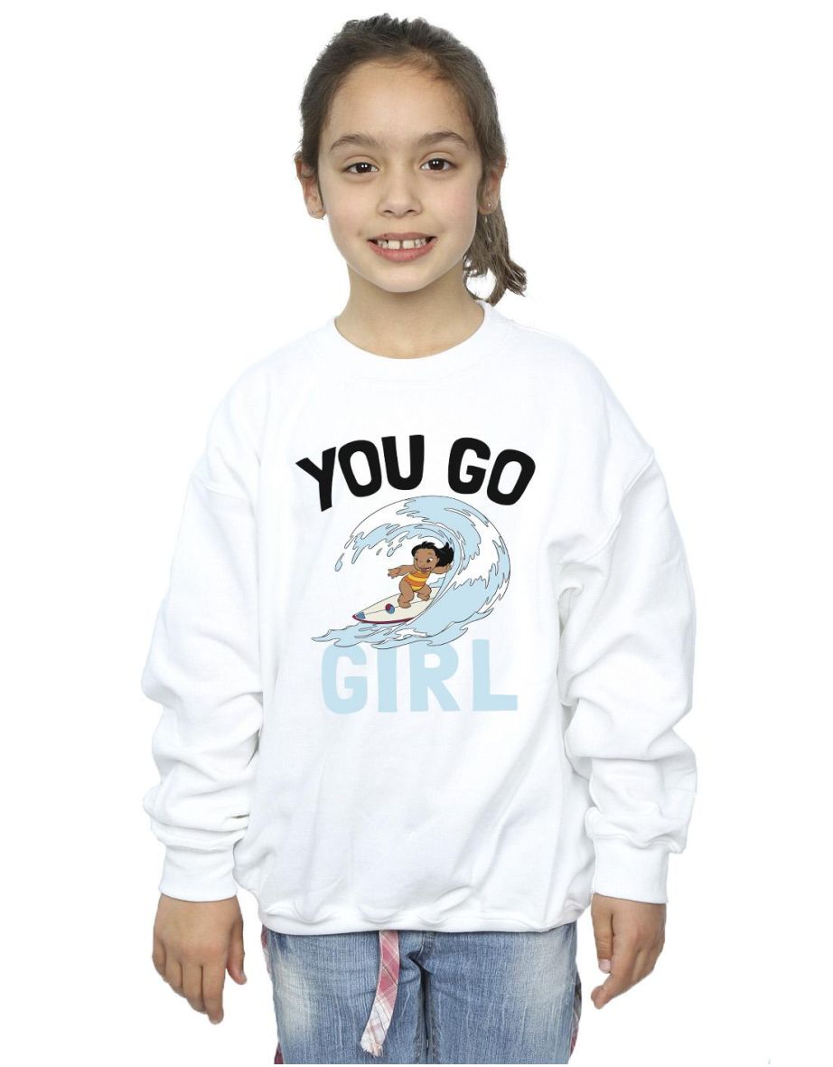 Disney Girls Lilo And Stitch You Go Girl Sweatshirt - White