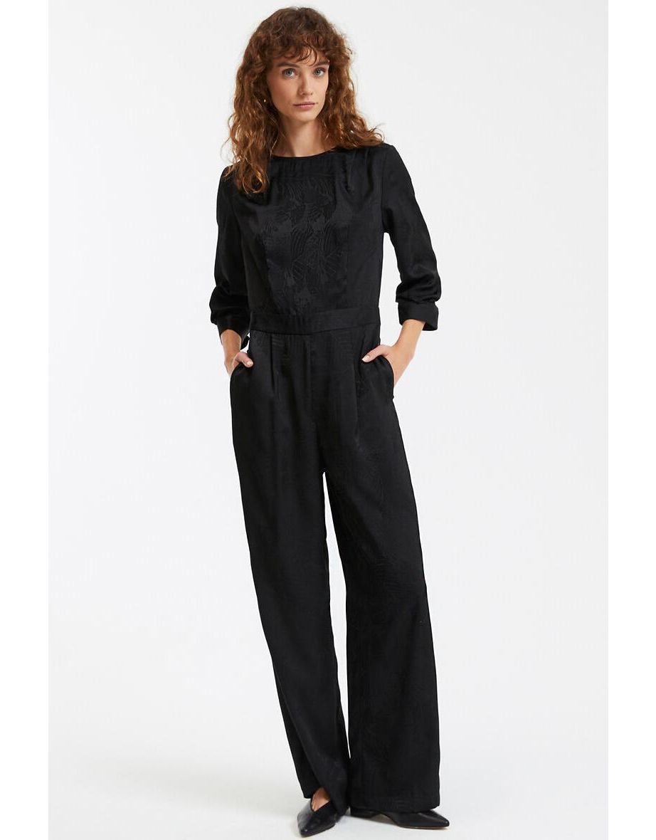 Wide Leg Jumpsuit with 3/4 Length Sleeves