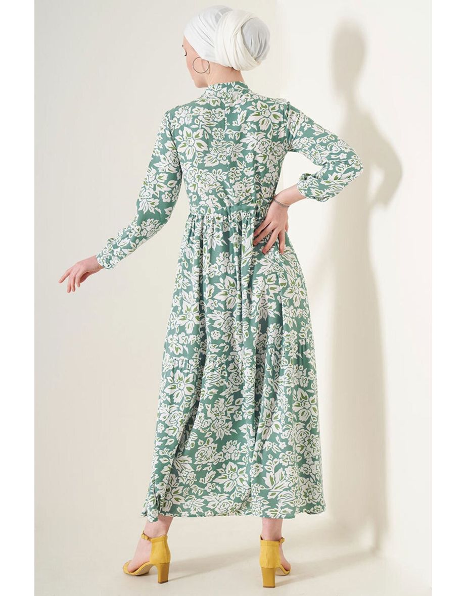 Patterned Collar Dress - 3