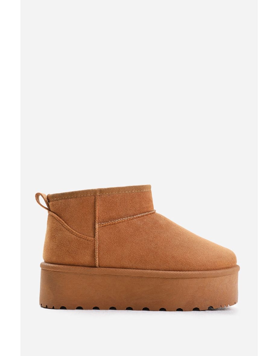 OAK FAUX FUR LINING PLATFORM ANKLE BOOTS IN CHESTNUT SUEDE - 2