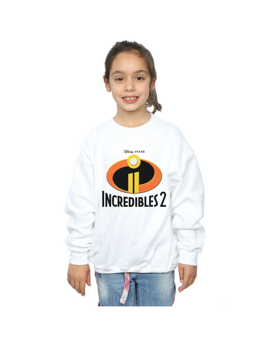 Disney Girls Incredibles 2 Emblem Logo Sweatshirt - White
