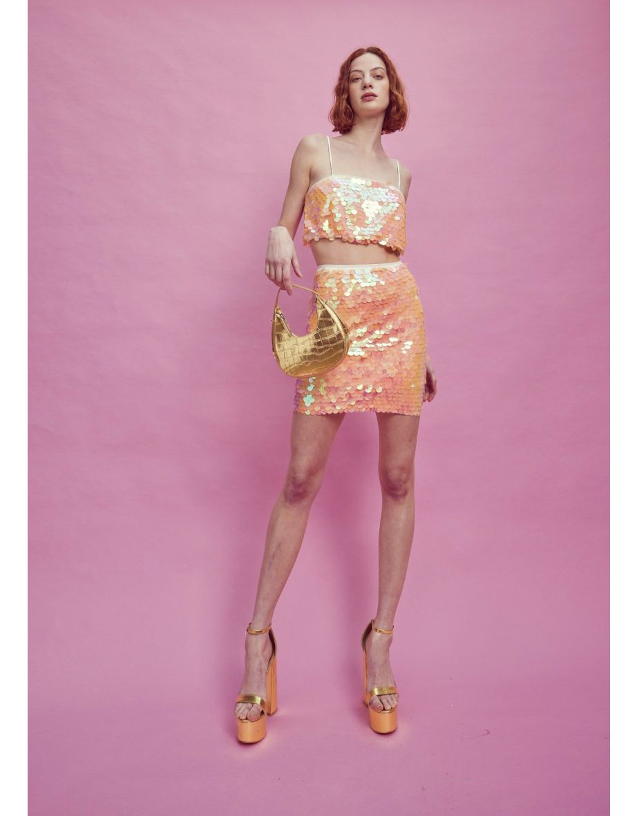 Lana Petite Co-ord Strappy Crop Top - Apricot - 2