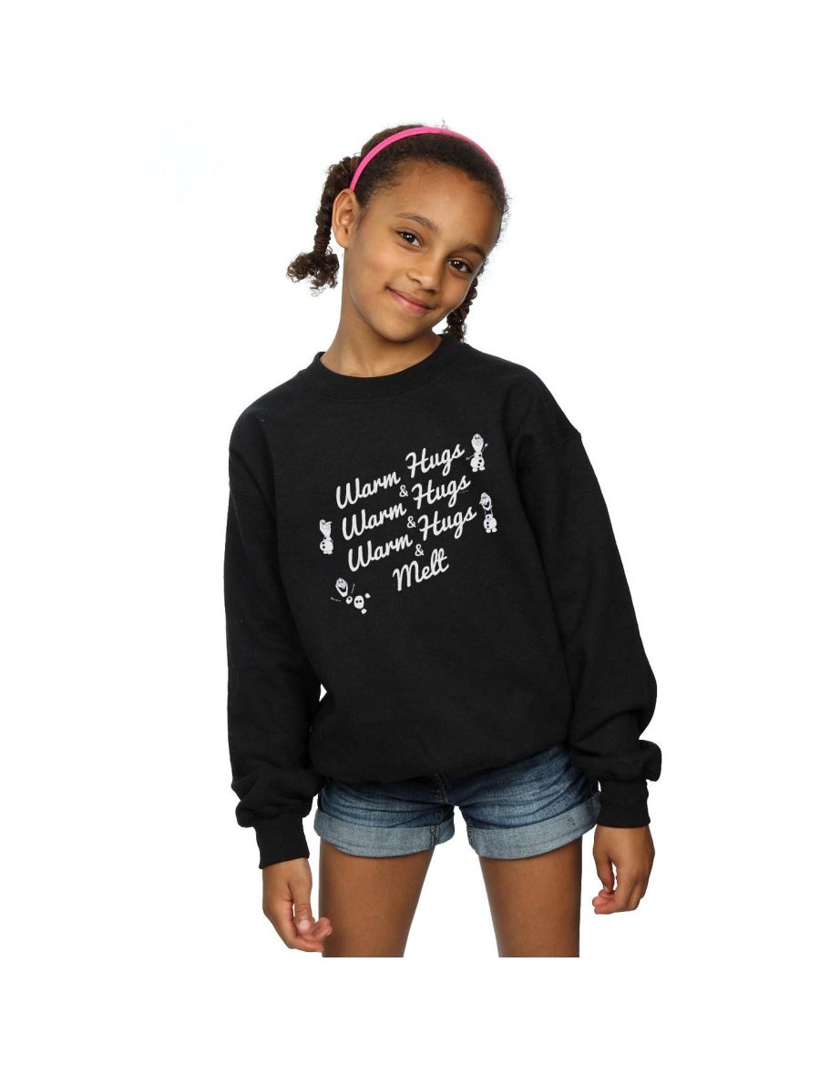 Disney Girls Frozen 2 Olaf Warm Hugs And Melt Sweatshirt - Black