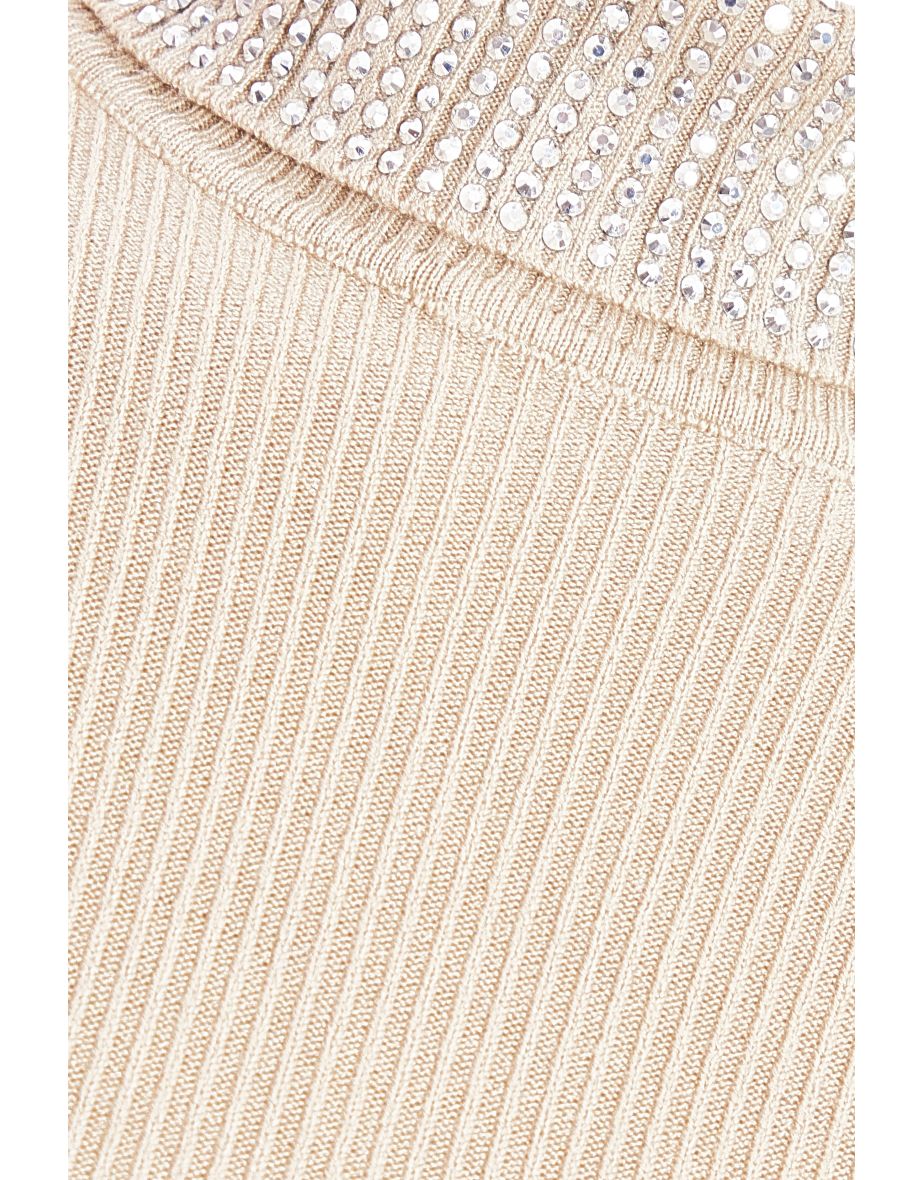 Stone Diamante Roll Neck Dress - 5