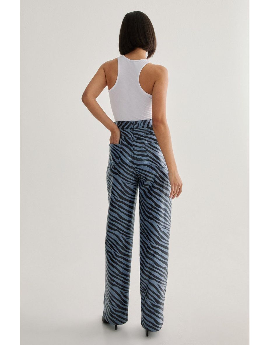 Blue Zebra Faux Leather Pant - 3