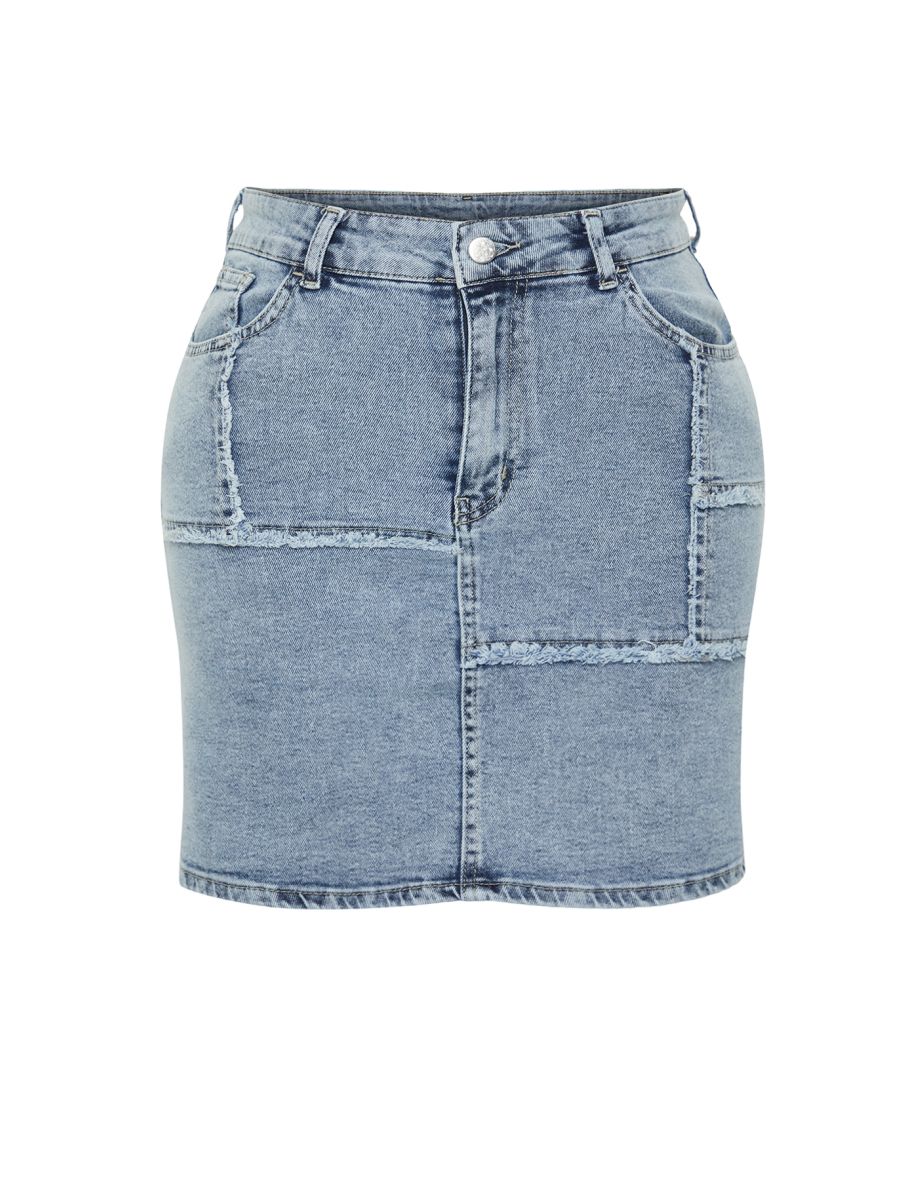 Light Blue Stitch And Tassel Detail Mini Denim Skirt - 7