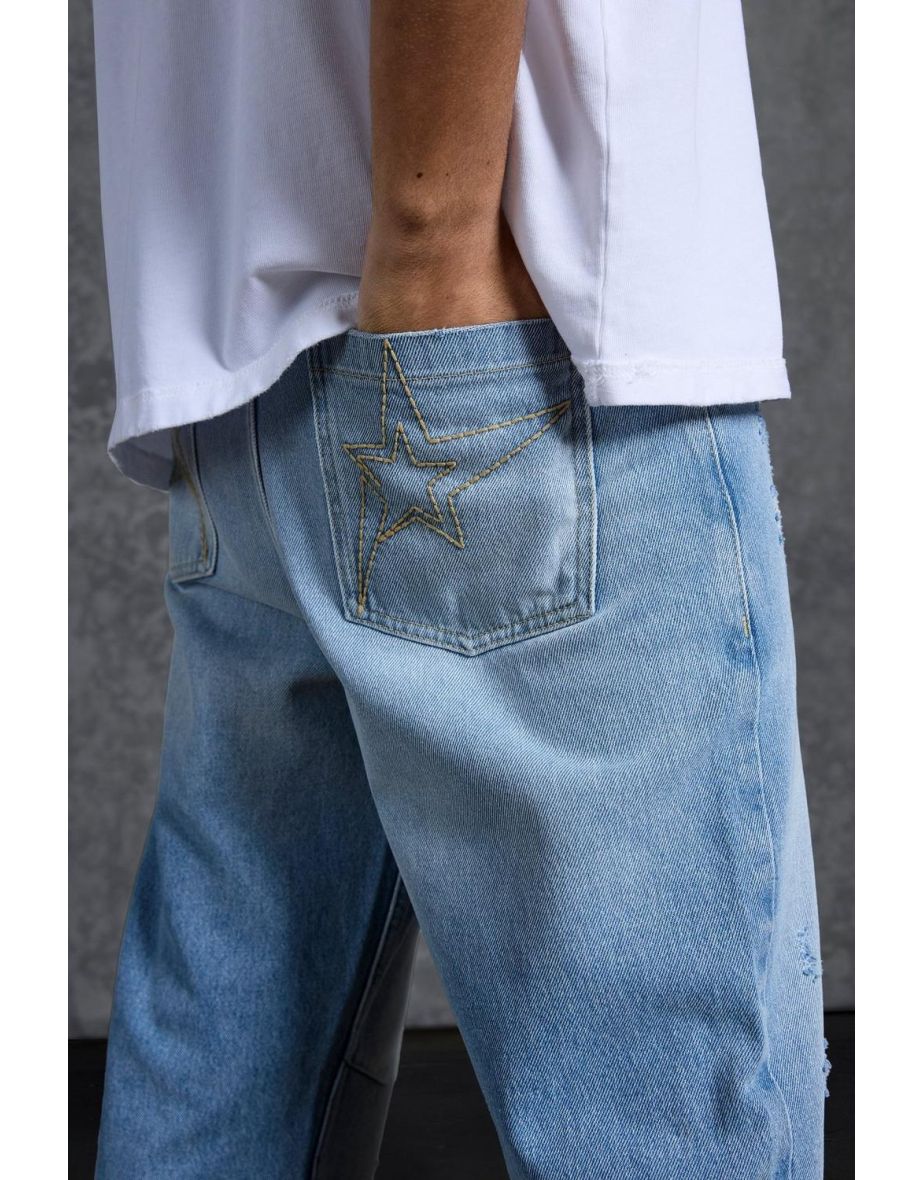 Gunna Slim Fit Flare Stacked Jeans With Distressing - light blue - 2