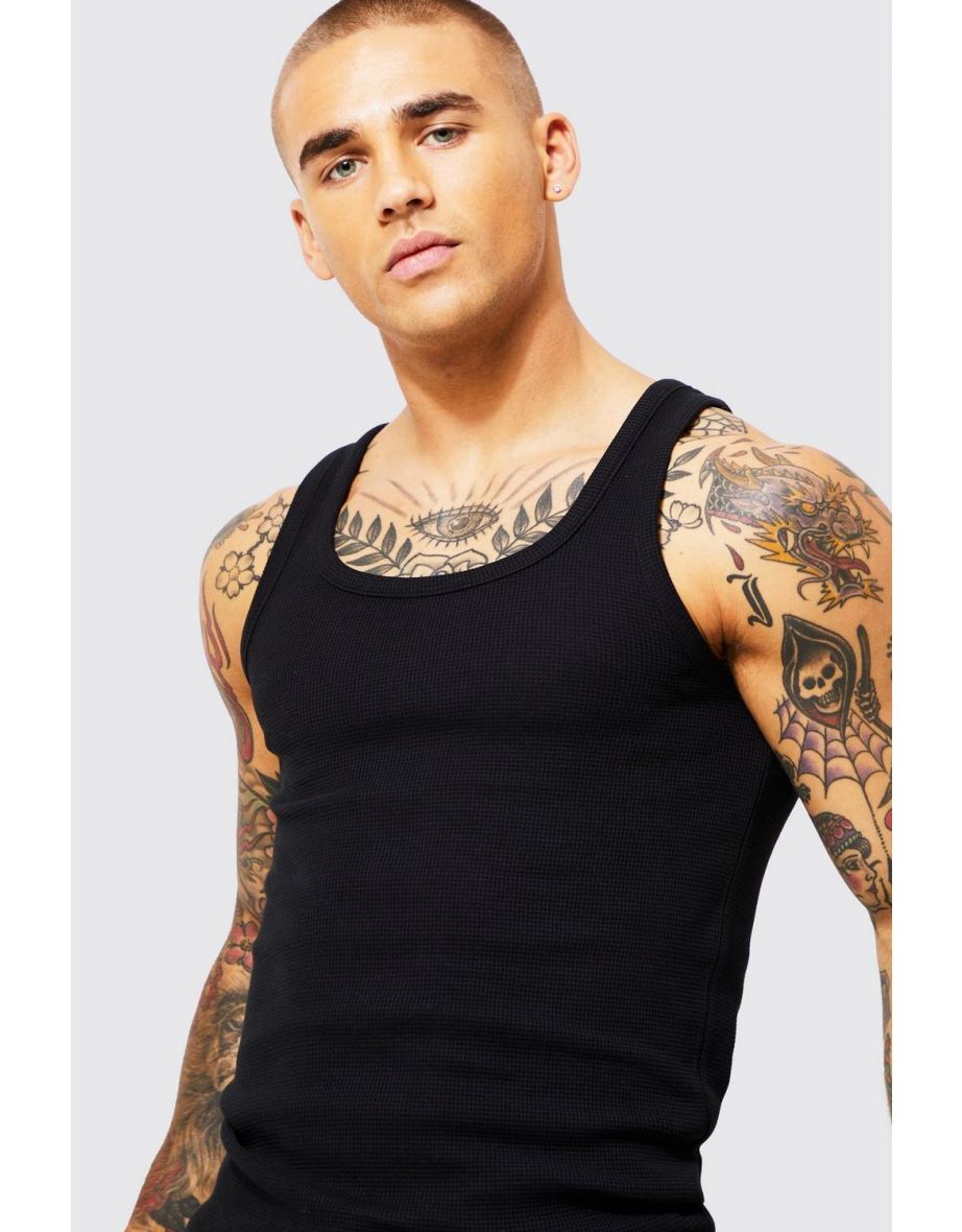 Slim Fit Waffle Vest - black - 2