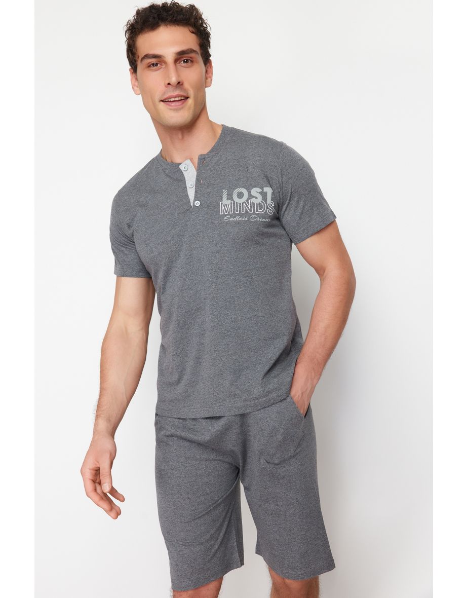 Trendyol Smoked Button Collar Pajamas