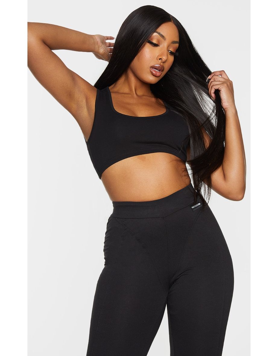 Shop Essential Black Sleeveless Elastic Hem Crop Top Online in Qatar VogaCloset