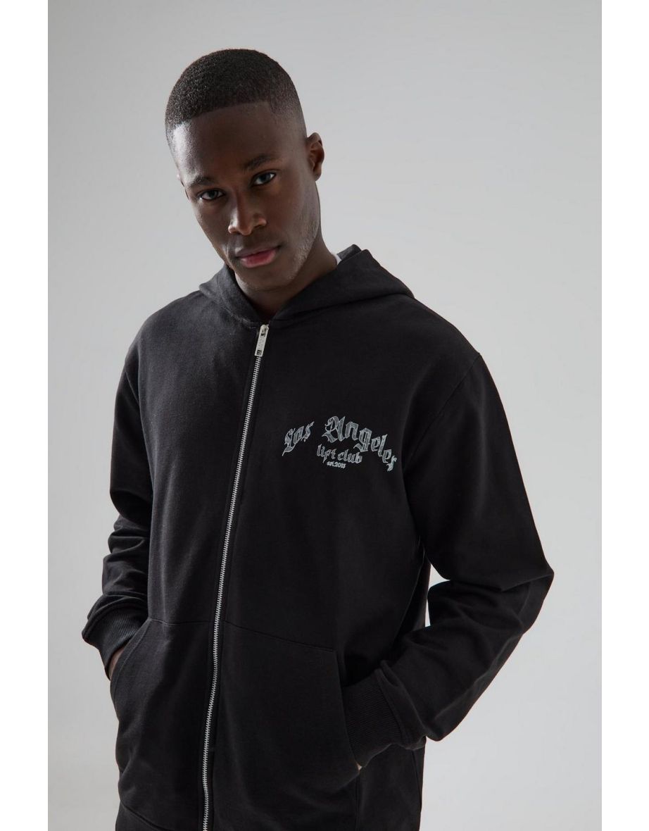 Man Active La Lift Club Zip Through Tracksuit - black - 2