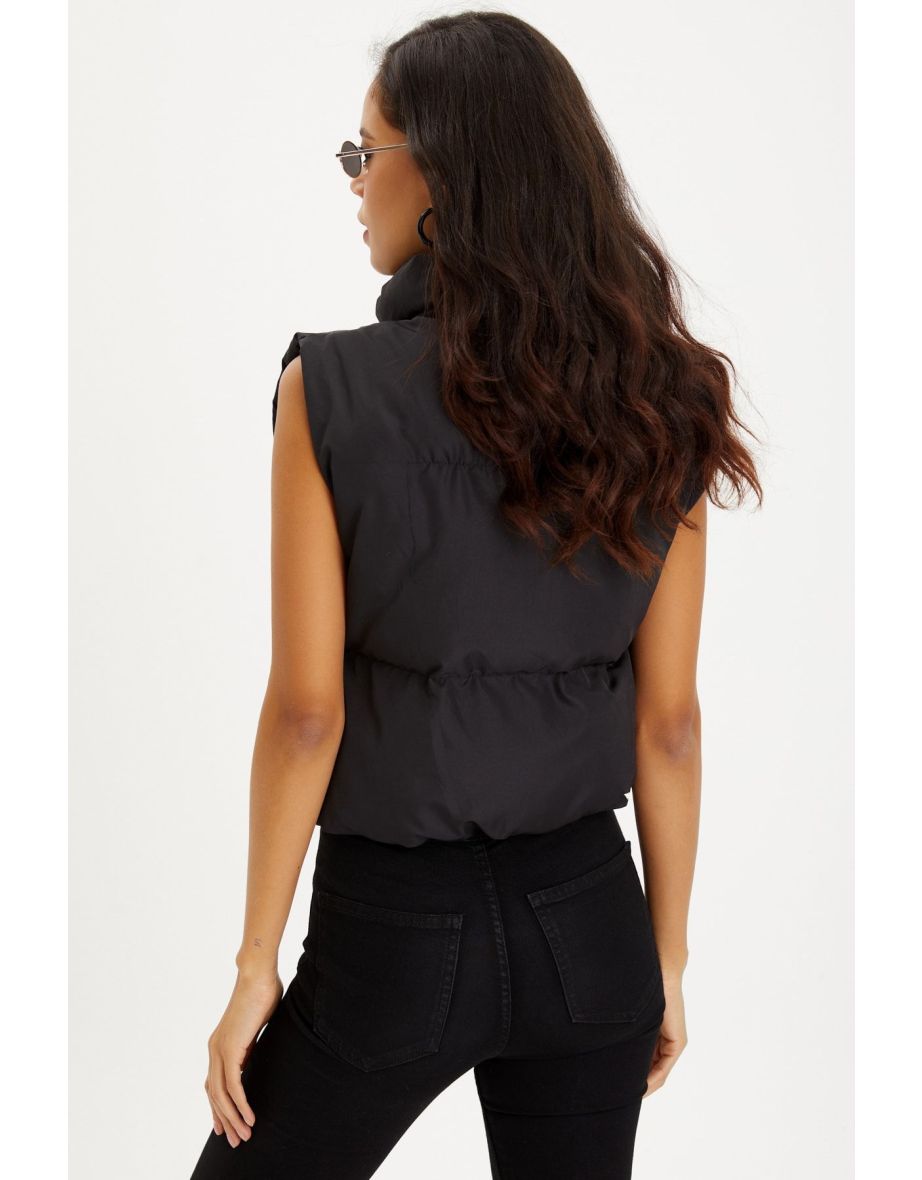 Women's Black Puffer Vest - 4