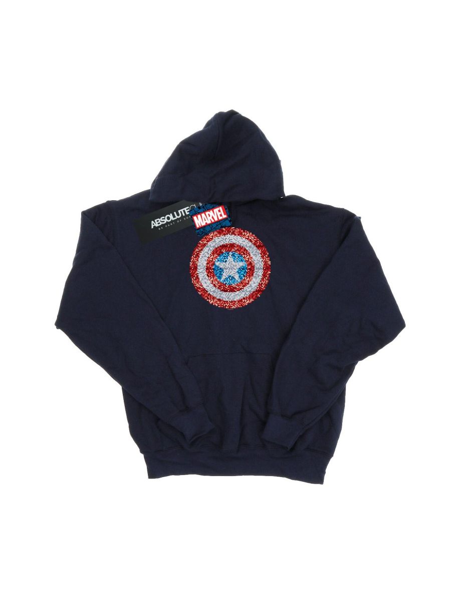 Marvel Womens/Ladies Captain America Pixelated Shield Hoodie - Navy Blue - 1