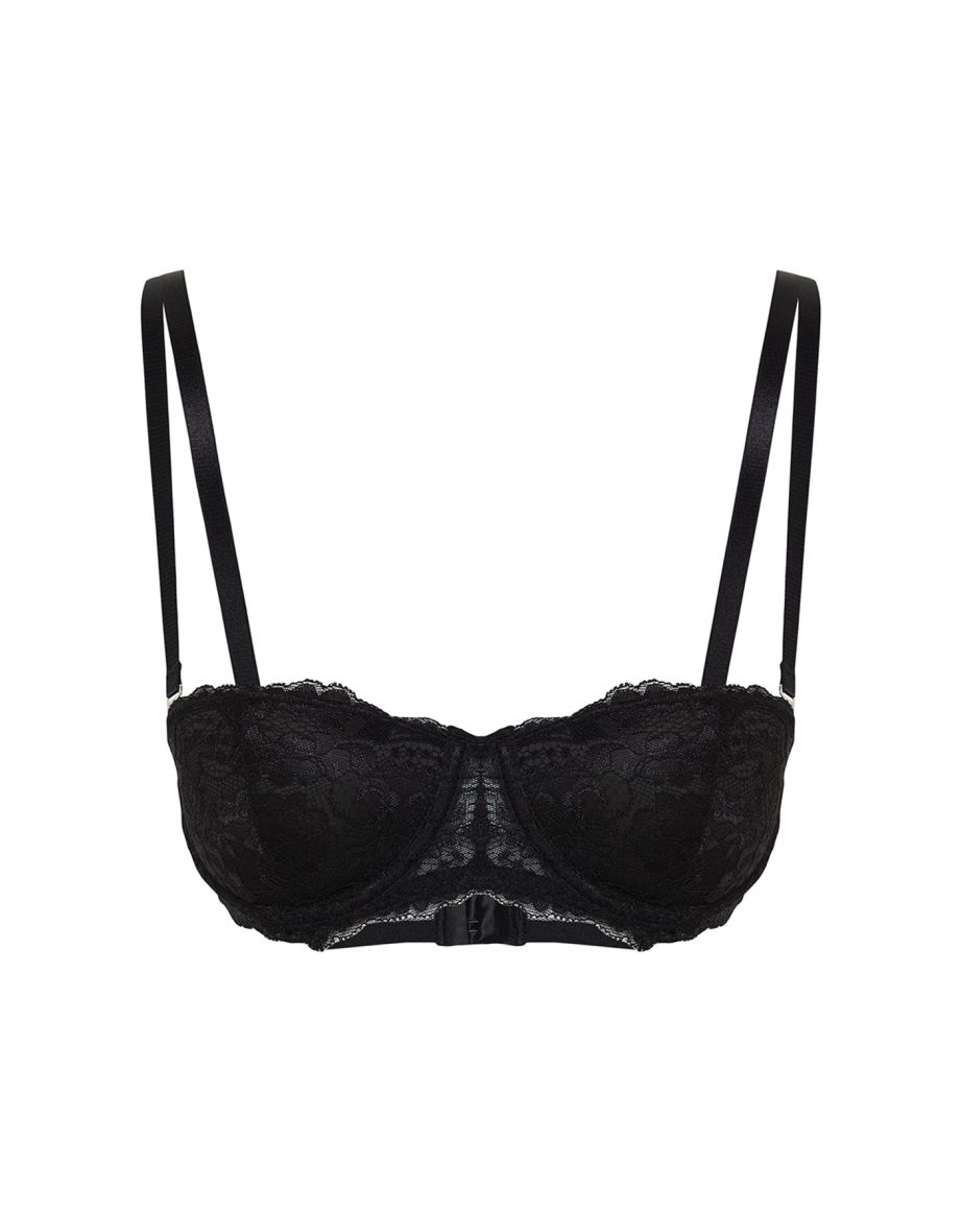 Black Lace Push-Up Strapless Bra