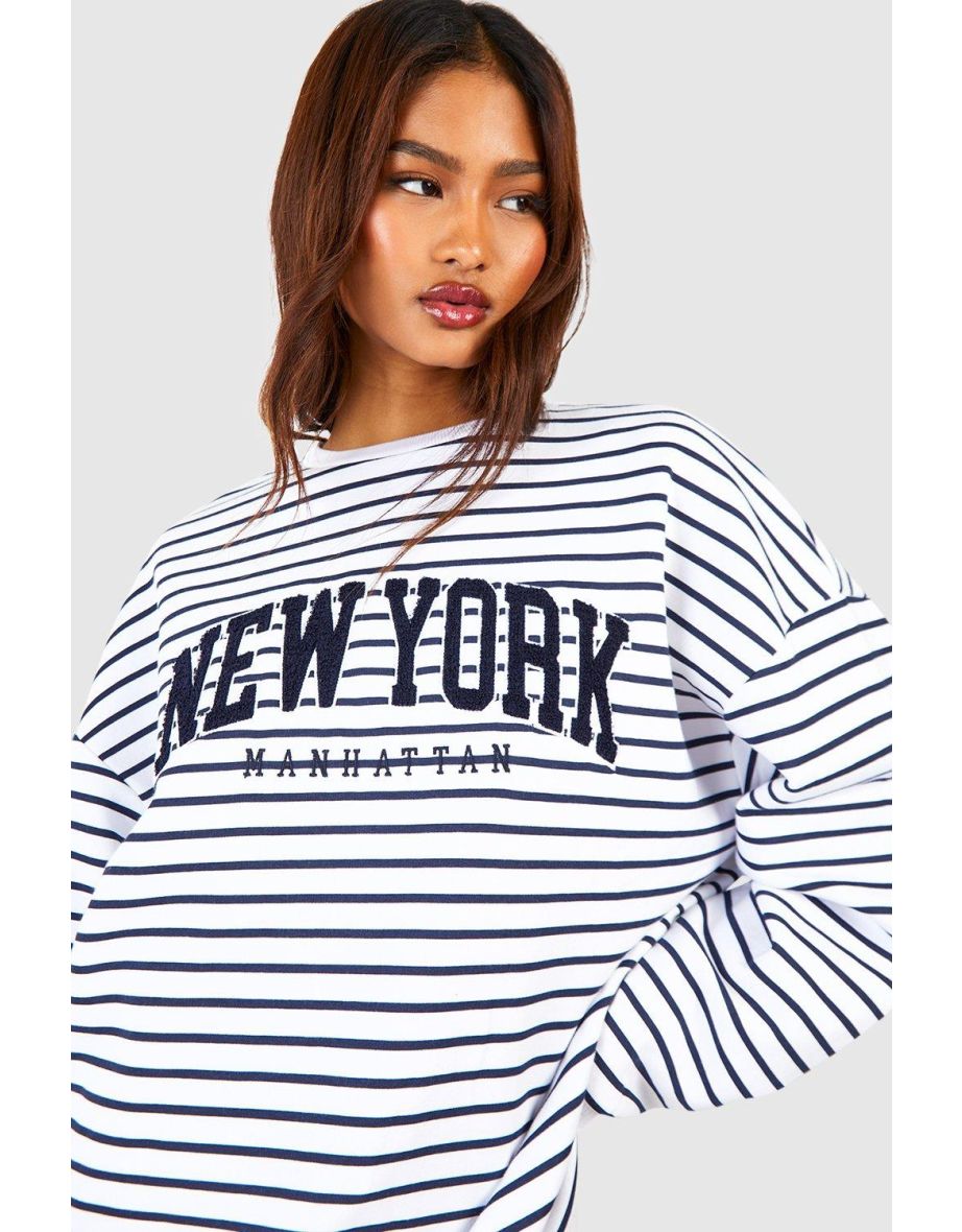 Tall Striped New York Applique Sweatshirt - 3