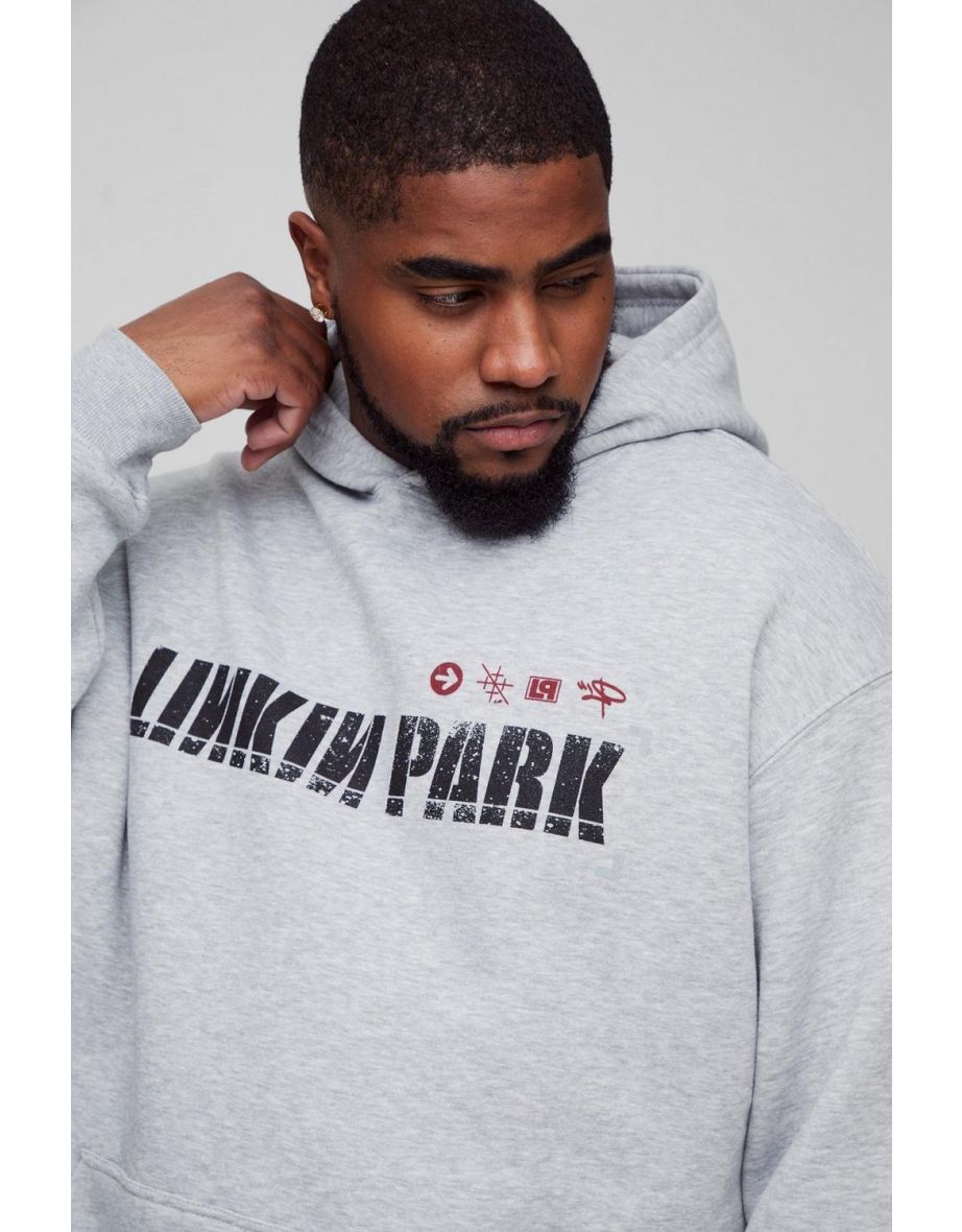 Plus Oversized Linkin Park Wash License Hoodie - charcoal - 2