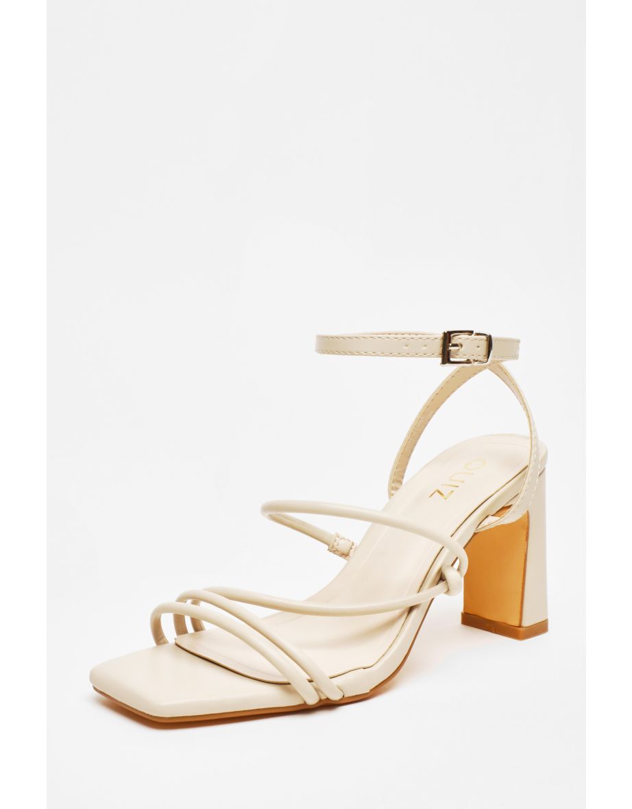 Quiz Nude Faux Leather Block Heeled Sandals