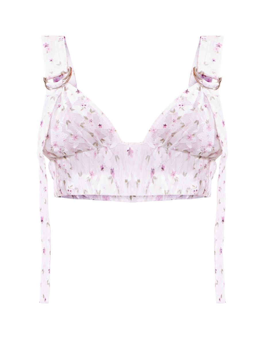 Baby Pink Floral Lace Bralet - 4