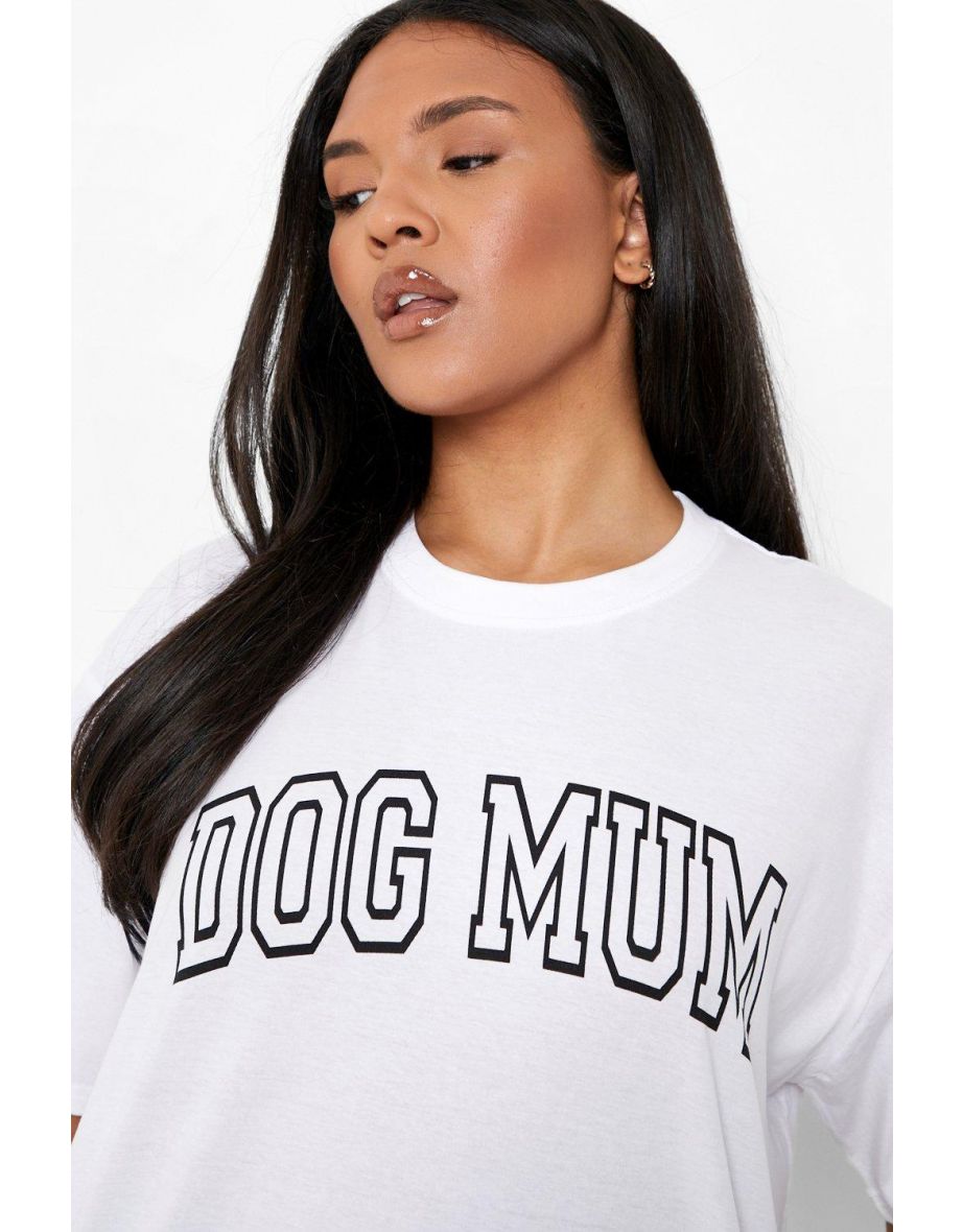 Plus Dog Mum Printed Oversized T-Shirt - white - 3