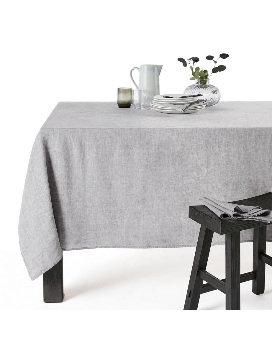 Victorine Washed Linen Chambray Tablecloth