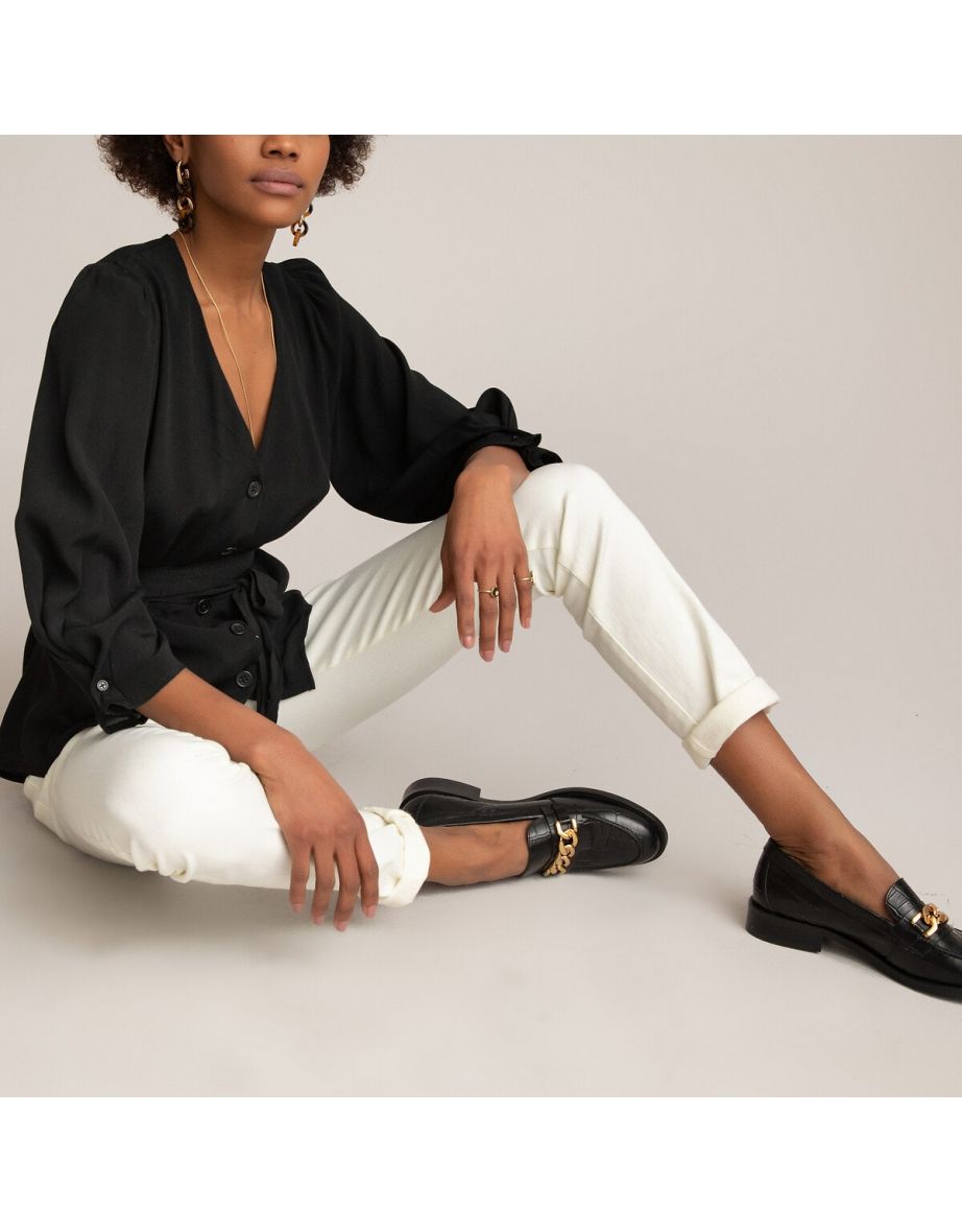 Organic Cotton Cigarette Trousers in Slim Fit, Length 26''