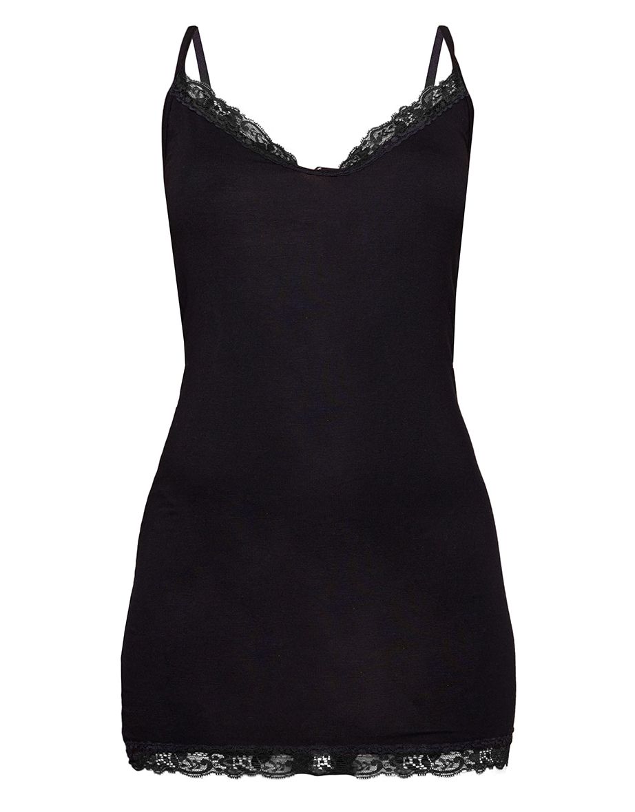 Black Jersey Lace Trim Nightie - 4