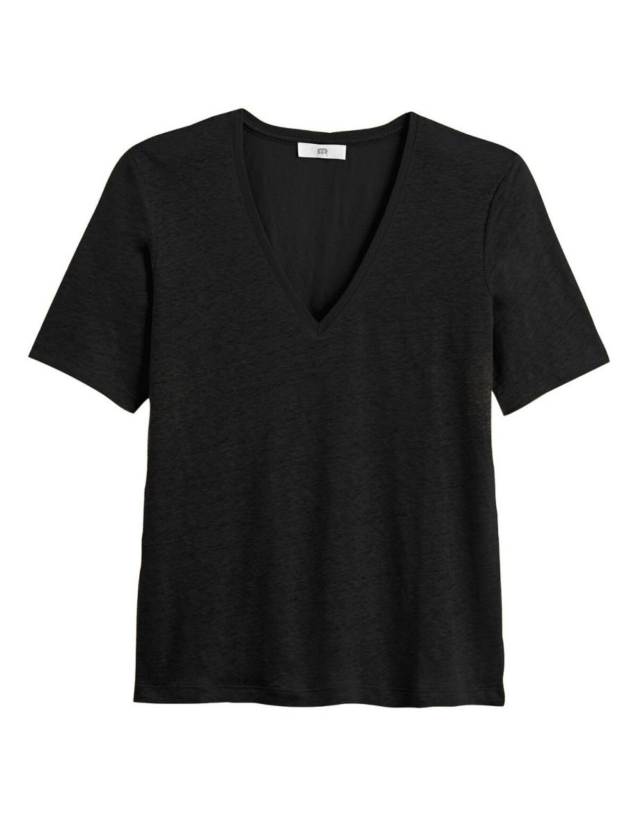 Linen V-Neck T-Shirt - 4