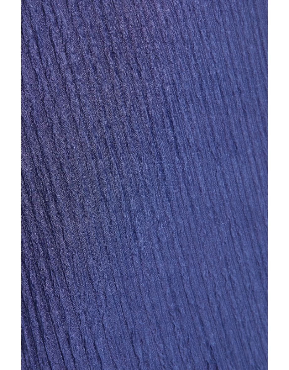 Indigo Textured Round Neck T-Shirt - 5