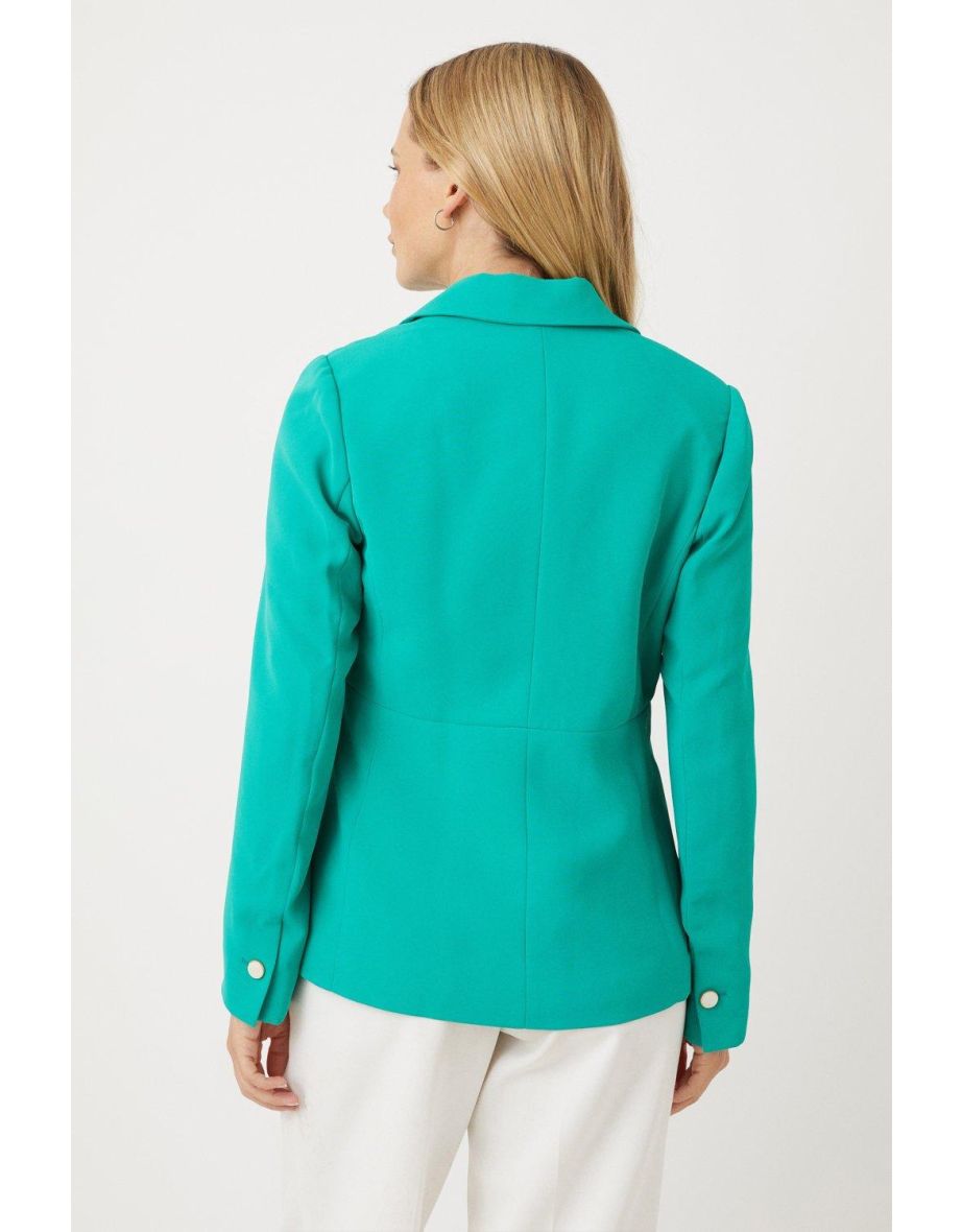 Petite Button Detail Single Breasted Blazer - 2