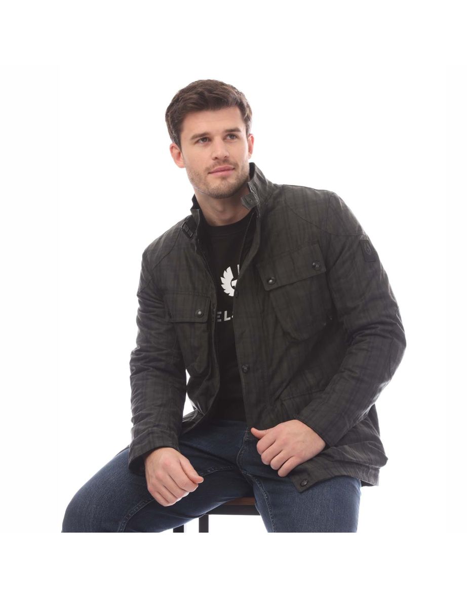 Men's Belstaff Hollingworth Plaid Waxed Cotton Fieldmaster Jacket in Grey - 3