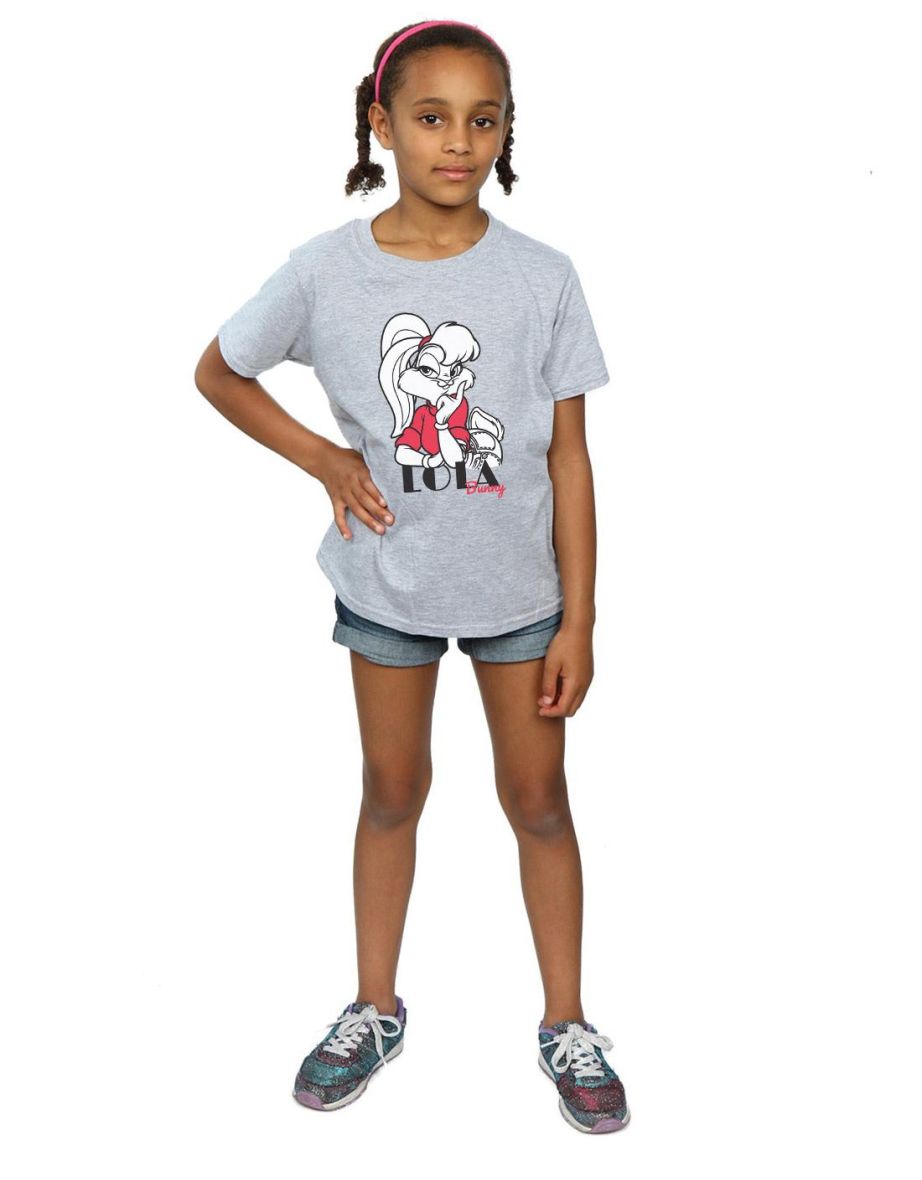 Looney Tunes Girls Lola Bunny Cotton T-Shirt - Sports Grey - 3