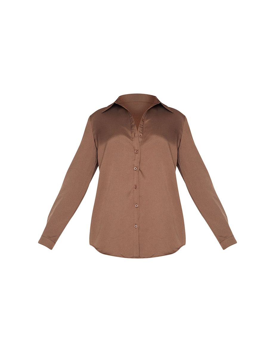Mocha Oversized Long Sleeve Shirt - 4
