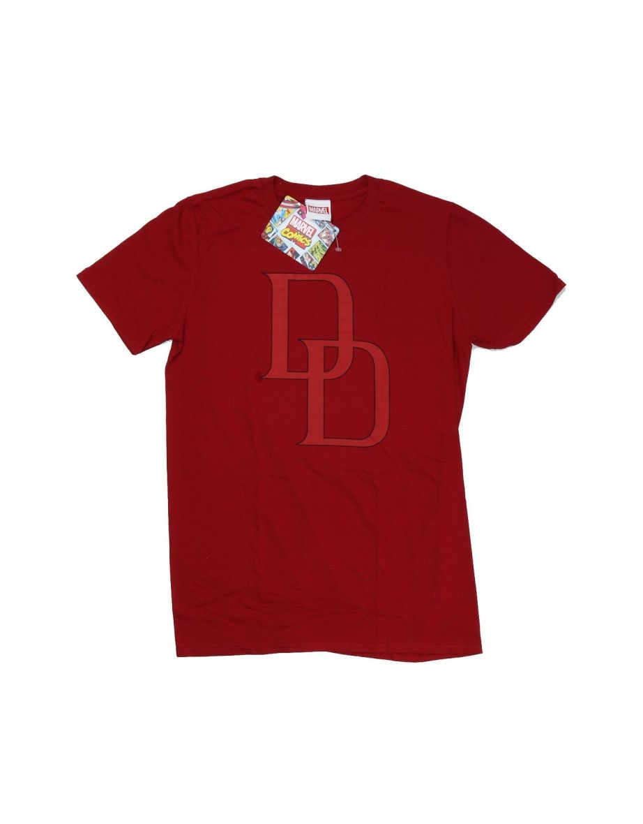 Marvel Mens Daredevil DD Logo T-Shirt - Cardinal