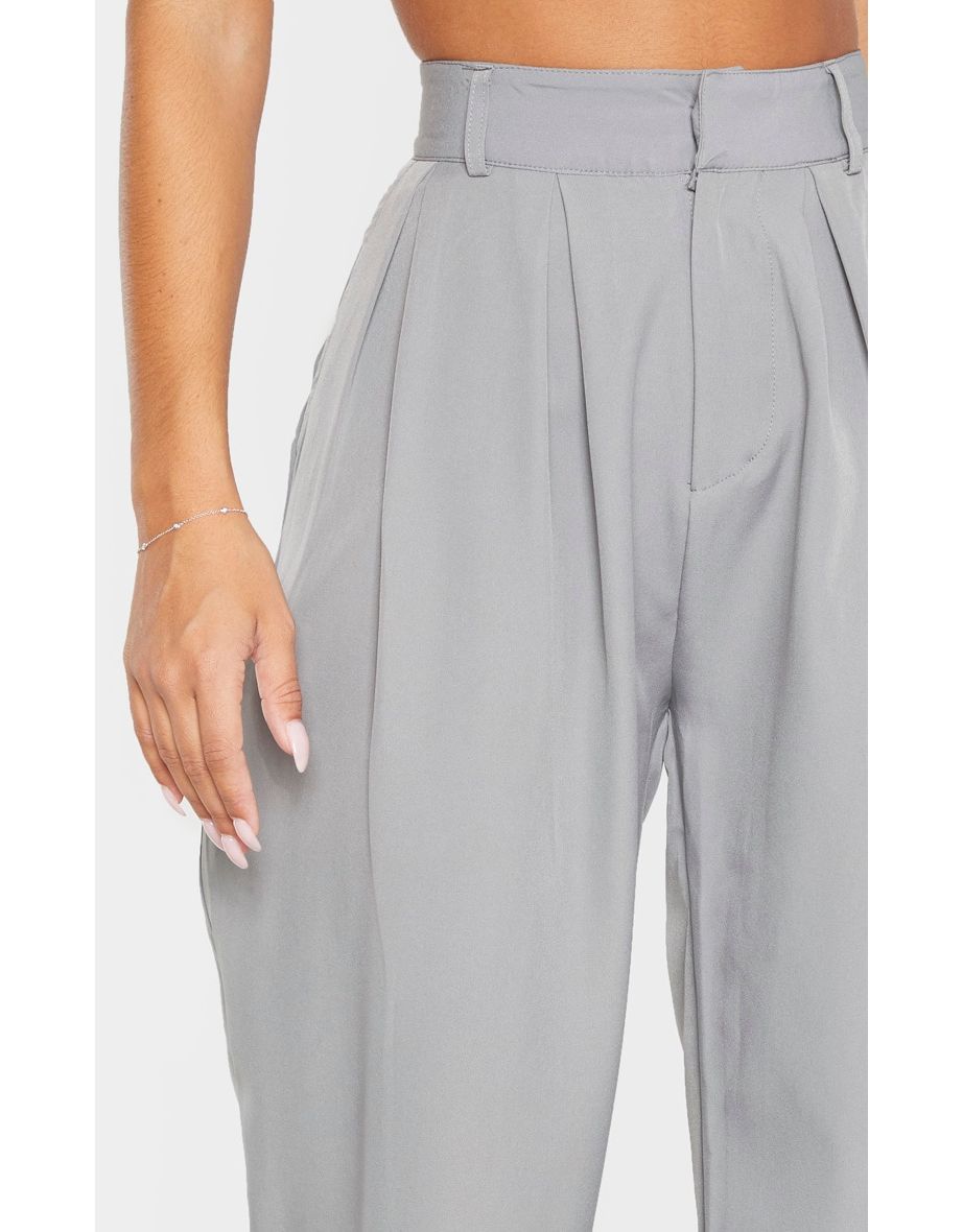 Grey Woven High Waisted Cigarette Leg Trouser - 4