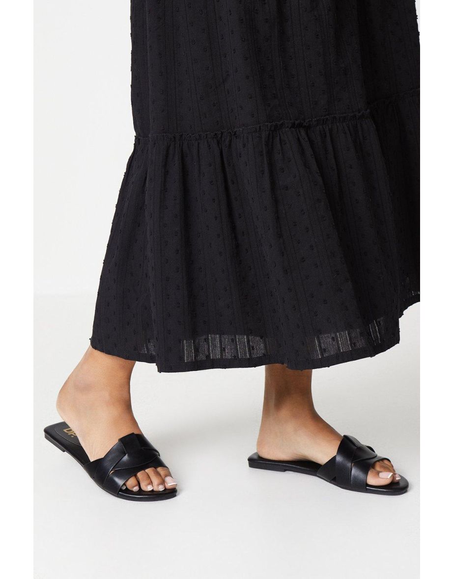 Flossy Interwoven Flat Mule Sandals