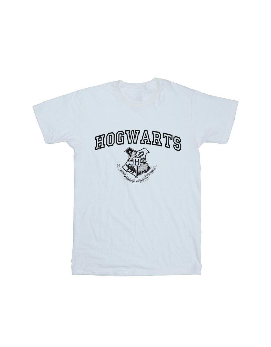 Harry Potter Womens/Ladies Hogwarts Crest Cotton Boyfriend T-Shirt - White - 1