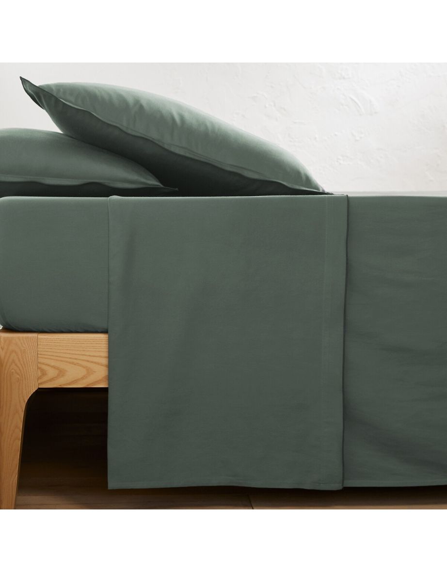 Victor Plain 100% Washed Cotton Satin 300 Thread Count Flat Sheet
