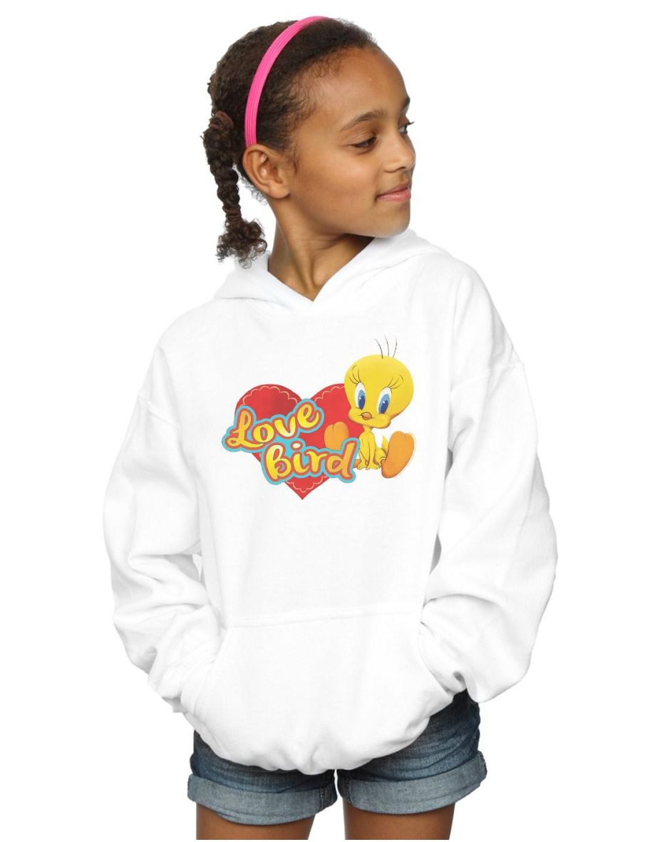 Looney Tunes Girls Tweety Pie Valentine´s Day Love Bird Hoodie - White