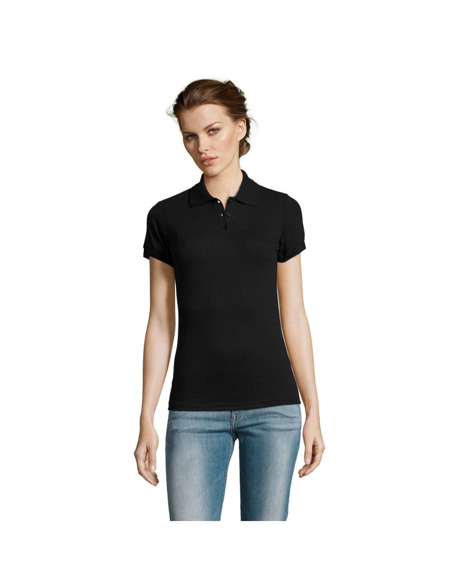 SOLs Womens/Ladies Prime Pique Polo Shirt - Black - 2