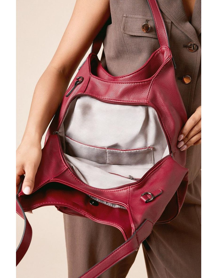 Ren Faux Leather Slouch Shoulder Bag With Multi Internal Pockets - 2