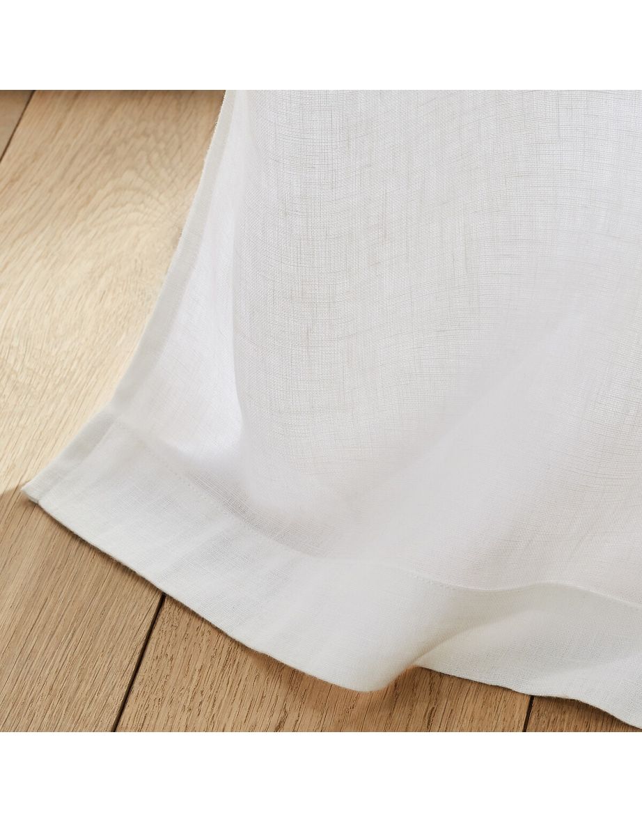 Private Lined Pre-Washed Linen Single Curtain with Eyelets - 3