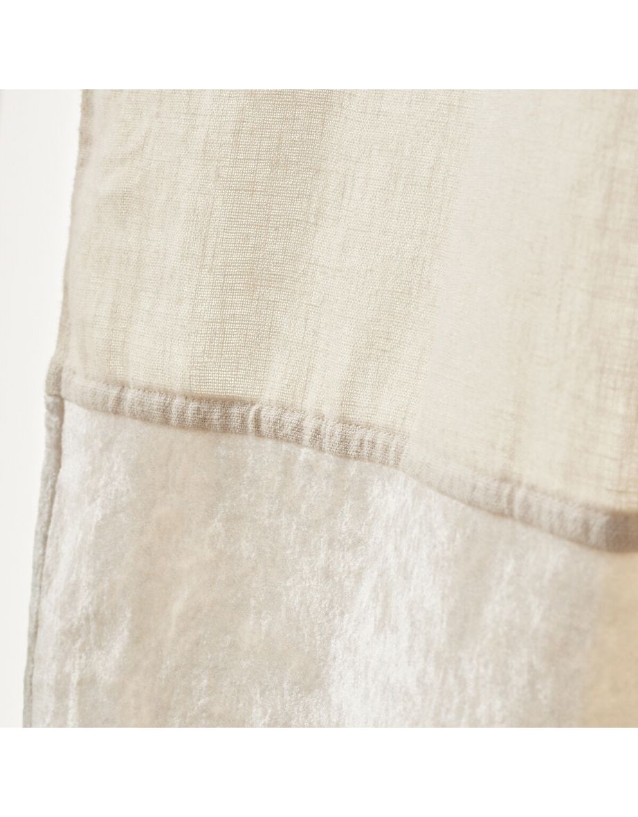 Aasta Dual Fabric Single Curtain Panel in Linen/Velvet - 3