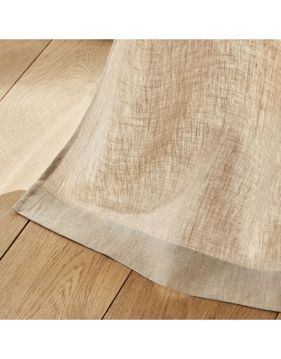 Private Pre-Washed Linen Single Curtain with Eyelets - 3