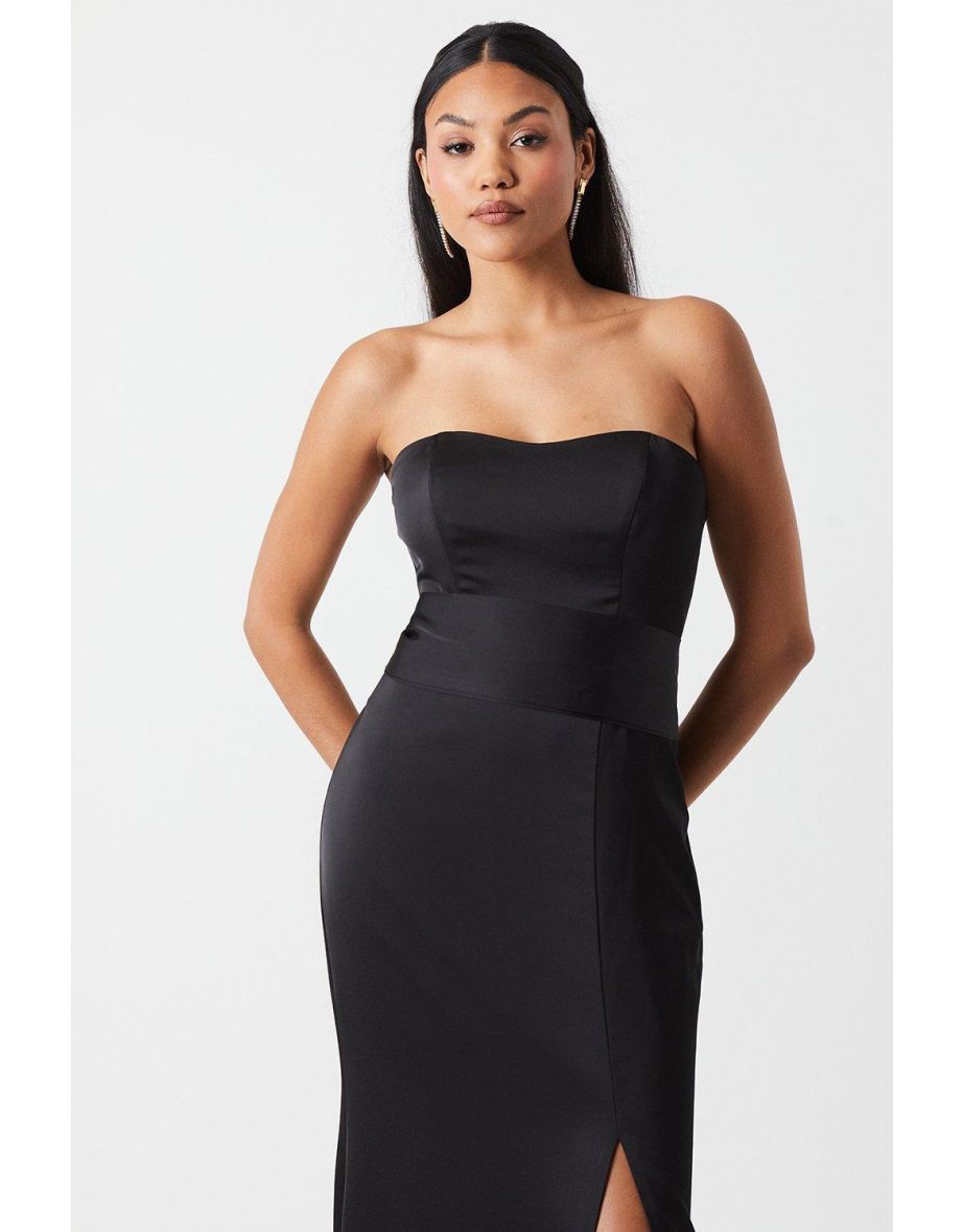 Bandeau Satin Bridesmaids Maxi Dress With Removable Sash - 3
