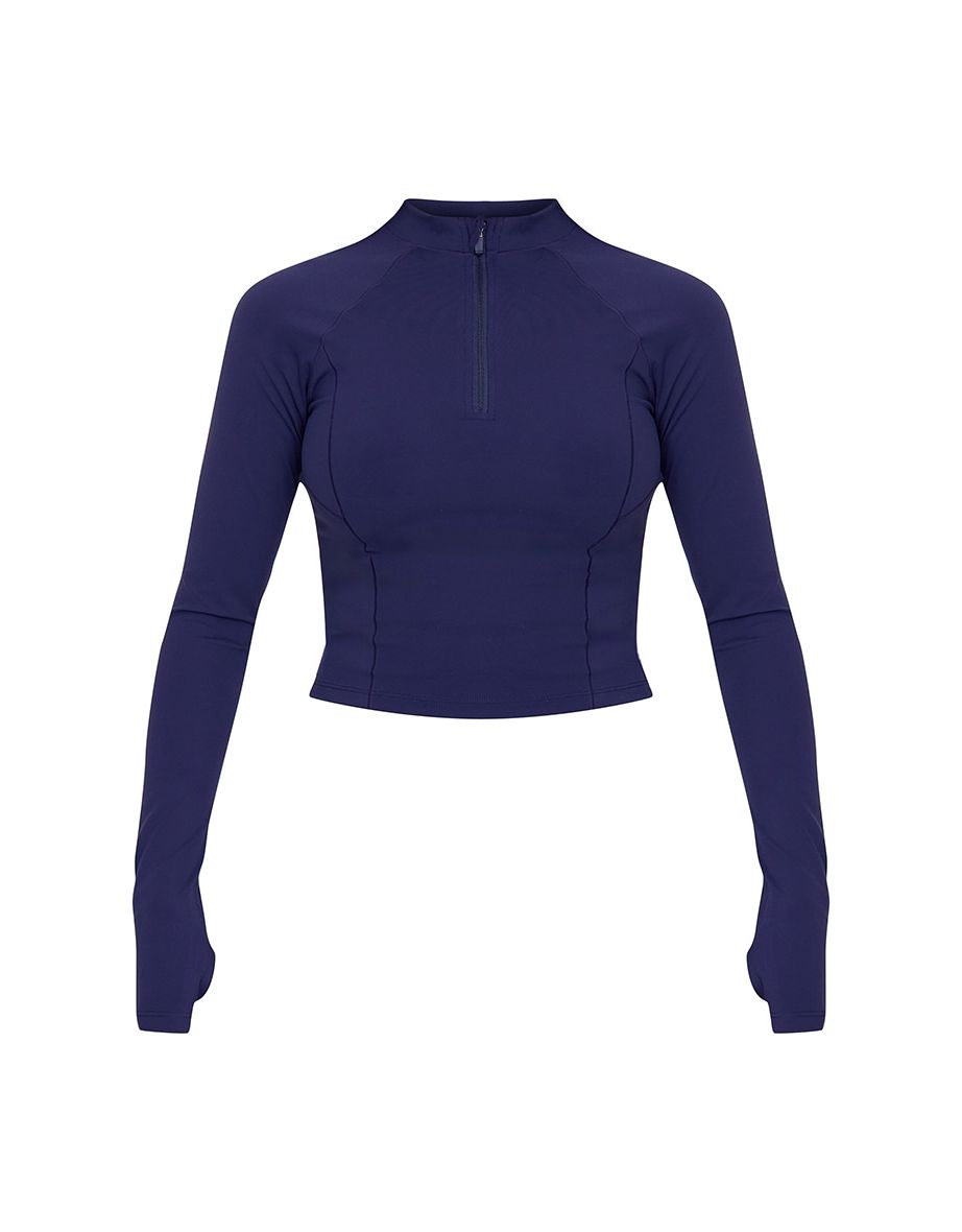 Navy Sculpt Quarter Zip Gym Top - 4
